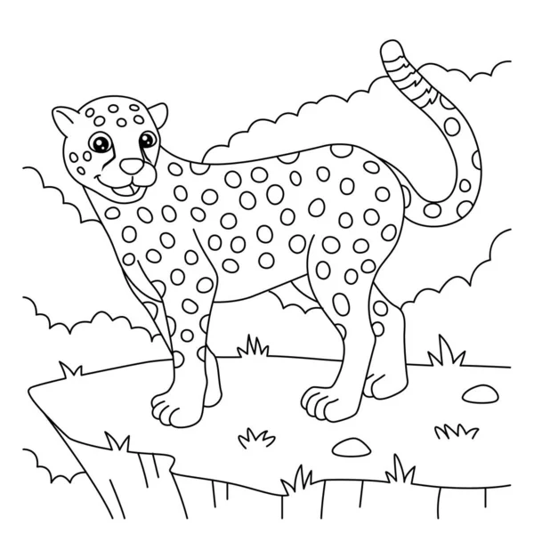 Cheetah Coloring Page for Kids — Stock Vector
