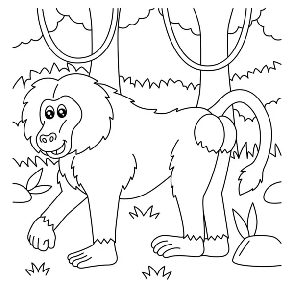 Página para colorear de babuino para niños — Vector de stock