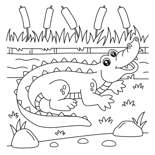 Krokodyl kolorowanki dla dzieci — Wektor stockowy