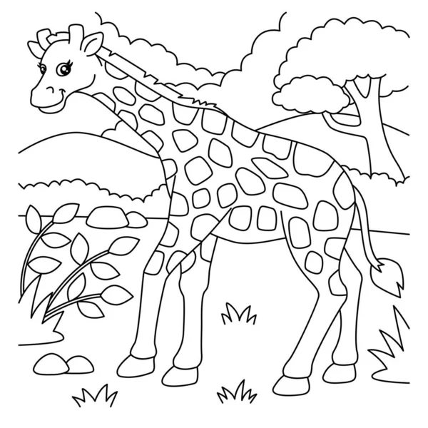 Página para colorear de jirafa para niños — Vector de stock