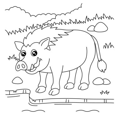Çocuklar için Yaban domuzu Boyama Sayfası