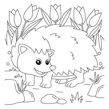 Çocuklar için Kirpi Boyama Sayfası