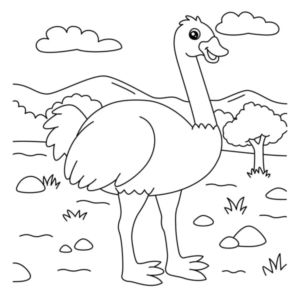 Ostrich színező oldal gyerekeknek — Stock Vector