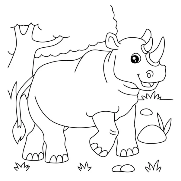 Rhinoceros Coloring Page for Kids — Stock Vector