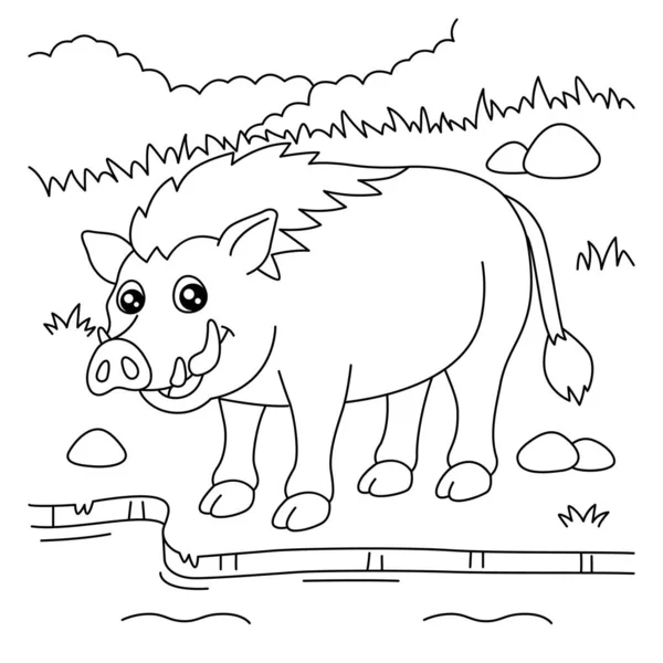 Coloriage Warthog pour enfants — Image vectorielle
