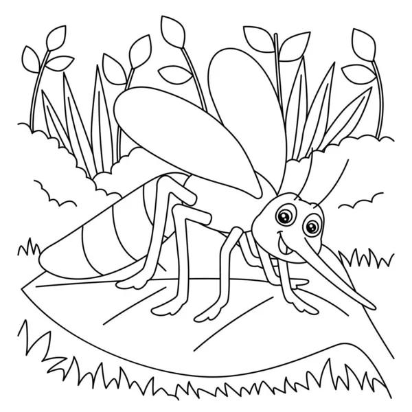 Mosquito Coloring Page for Kids — Stock Vector