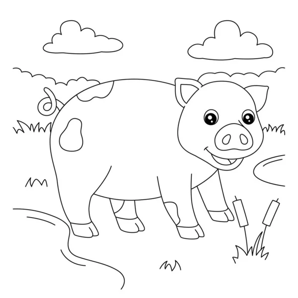 Страница раскраски свиней для детей — стоковый вектор