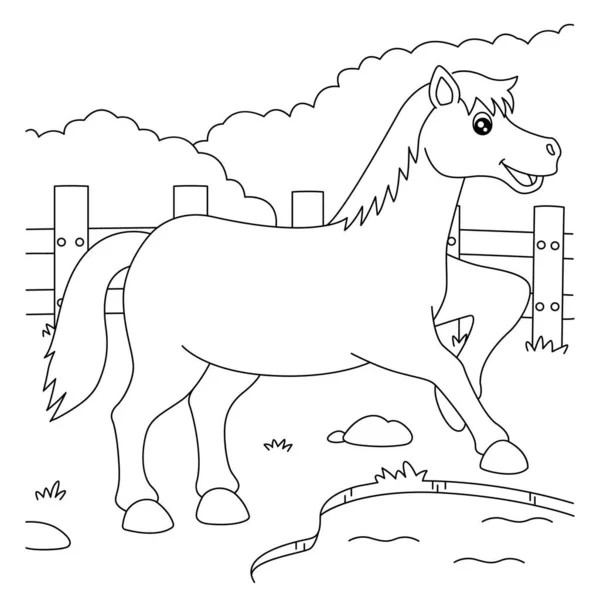 Coloriage cheval pour les enfants — Image vectorielle