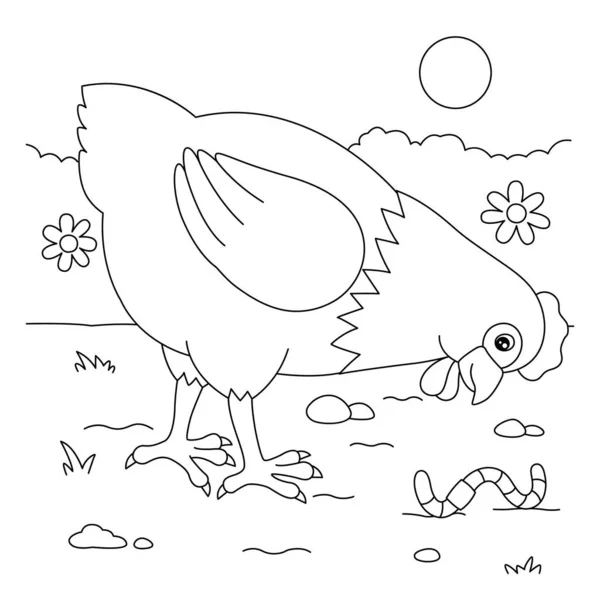 Chicken Coloring Page for Kids — Stock Vector