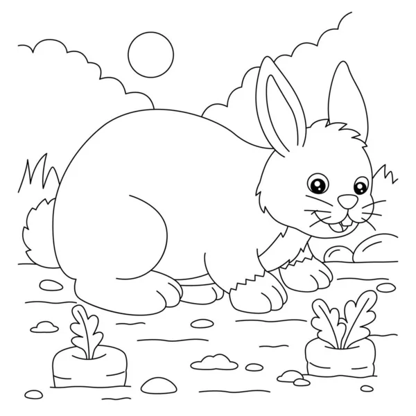 Страница раскраски кролика для детей — стоковый вектор