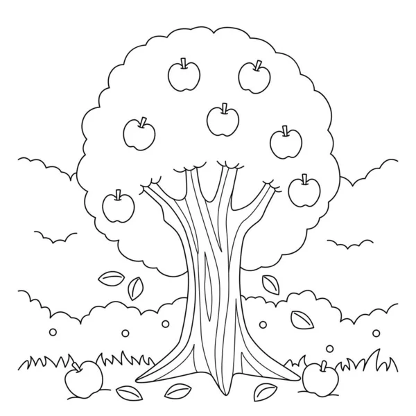 Apple Tree Kleurplaat voor kinderen — Stockvector