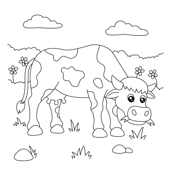 Coloriage de vache pour enfants — Image vectorielle