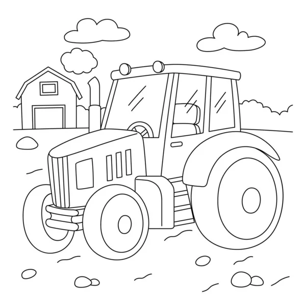 Coloriage tracteur pour enfants — Image vectorielle