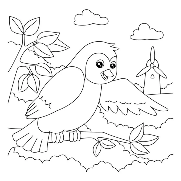 Pagina da colorare per uccelli per bambini — Vettoriale Stock