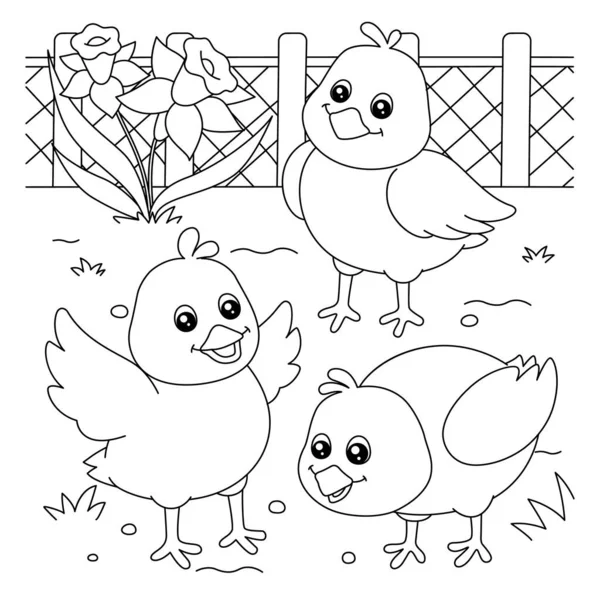 Chicks Coloring Page για παιδιά — Διανυσματικό Αρχείο