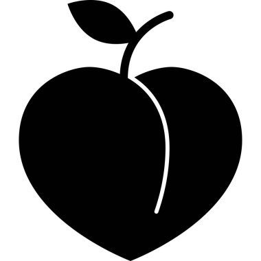 Şeftali Kabartma Simgesi Meyve Vektörü