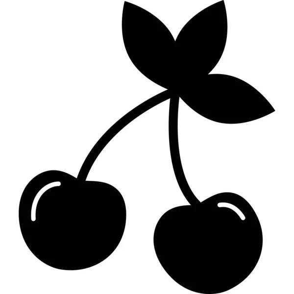 Cherry Glyph Icon Fruit Vector — Stockvektor
