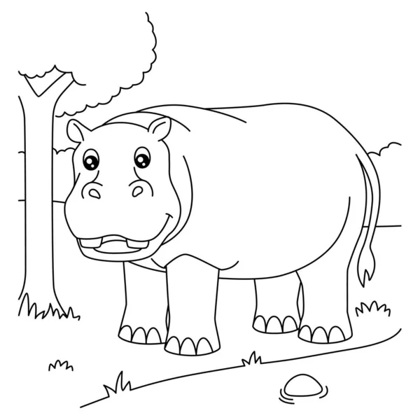 Página para colorear hipopótamo para niños — Archivo Imágenes Vectoriales