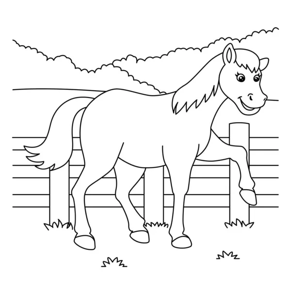 Страница раскраски лошадей для детей — стоковый вектор