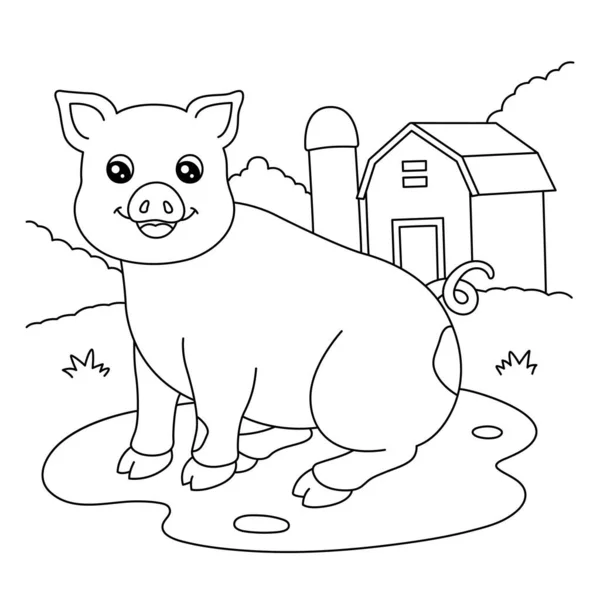 Coloriage Cochon pour enfants — Image vectorielle