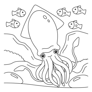 Çocuklar için Dev Kalamar Renklendirme Sayfası