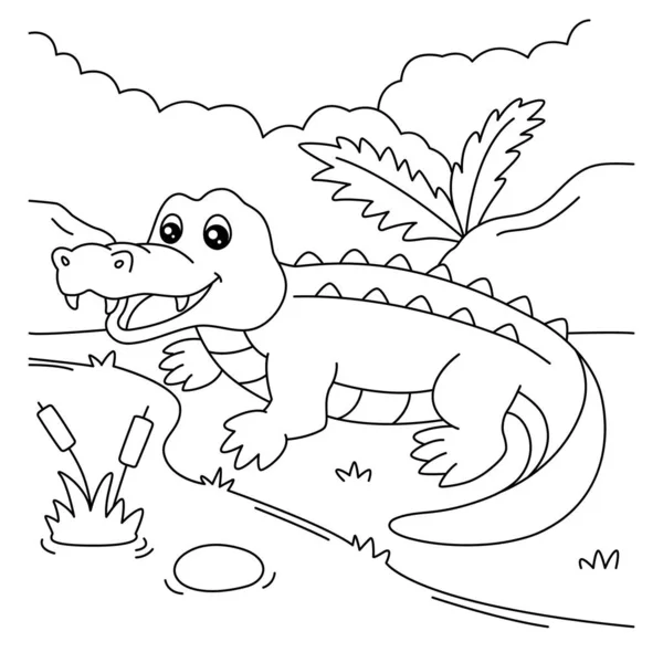 Krokodýlí omalovánky pro děti — Stockový vektor