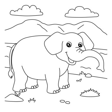 Çocuklar için fil boyama sayfası
