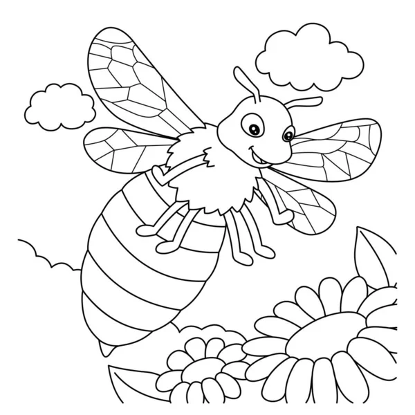 Bee Coloring Page for Kids — Stock Vector