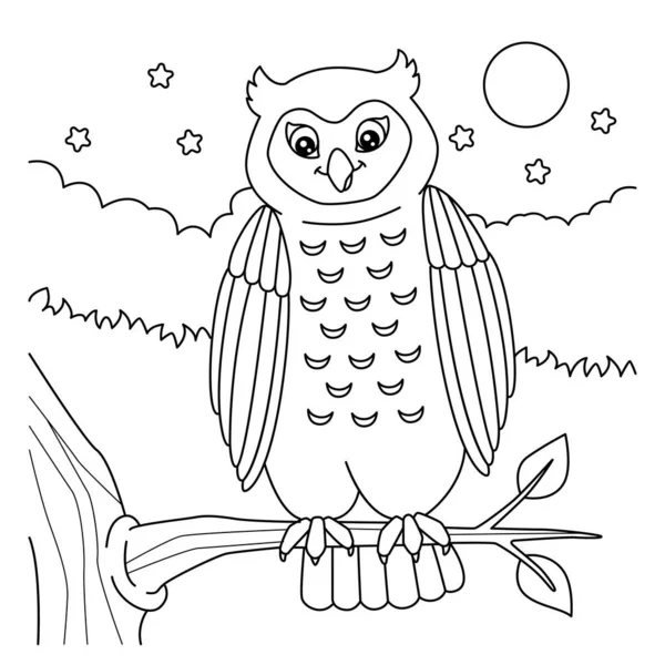 Owl Coloring Page for Kids — Stock Vector