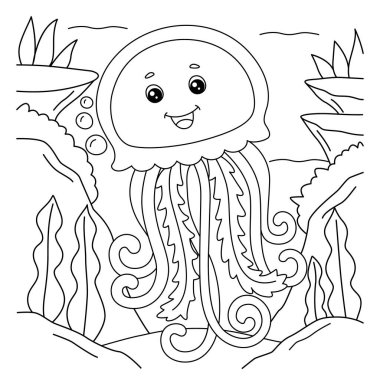 Çocuklar için Denizanası Boyama Sayfası
