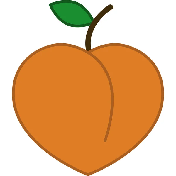 Peach Filled Outline Icon Vektor Sayuran - Stok Vektor