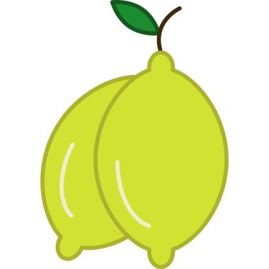 Limon Doldurulmuş Taslak Simge Meyve Vektörü