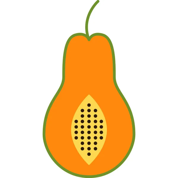 Papaya riempito contorno icona frutta vettoriale — Vettoriale Stock