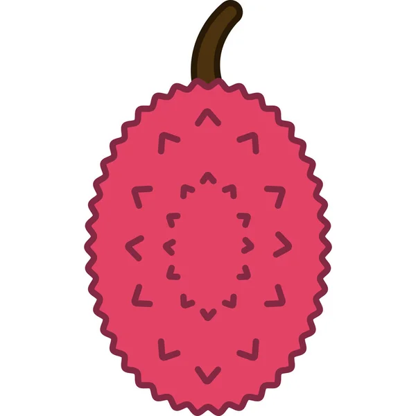 Lychee Plný obrys Icon Fruit Vector — Stockový vektor