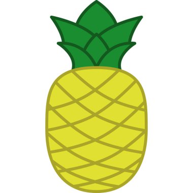 Ananas Doldurulmuş Taslak Simge Meyve Vektörü
