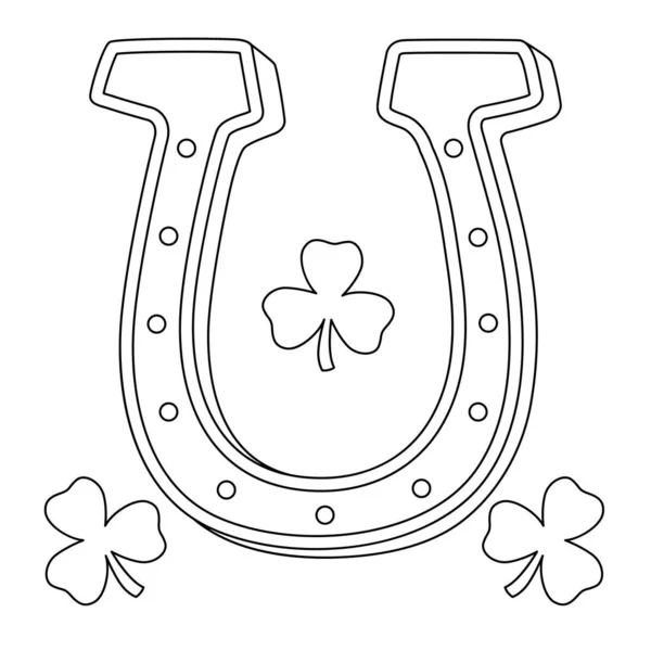 St. Patricks Day Horseshoe Coloring Page for Kids — Stock Vector