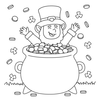 Çocuklar için Aziz Patrick Günü Leprikon Boyama Sayfası