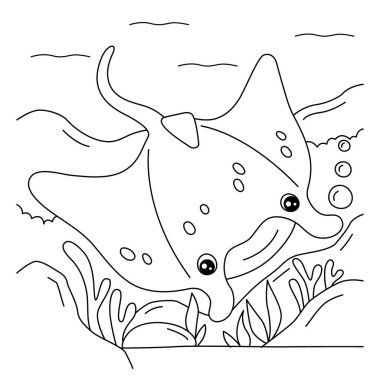 Çocuklar için Manta Ray Renklendirme Sayfası