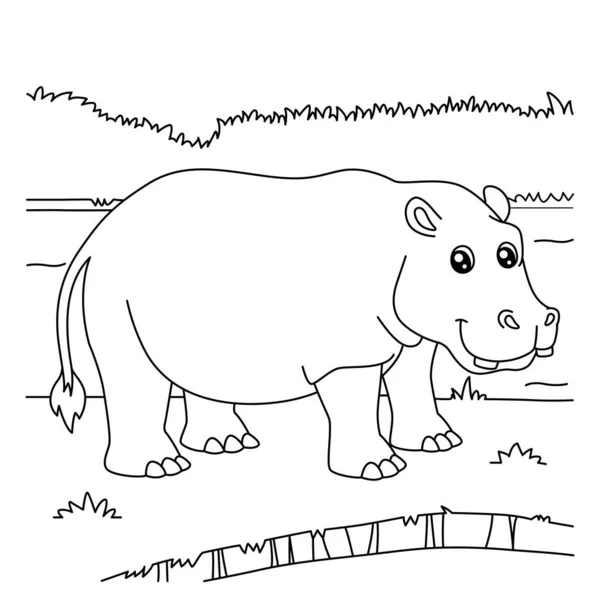 Hippopotamus Coloring Page for Kids — Stock Vector
