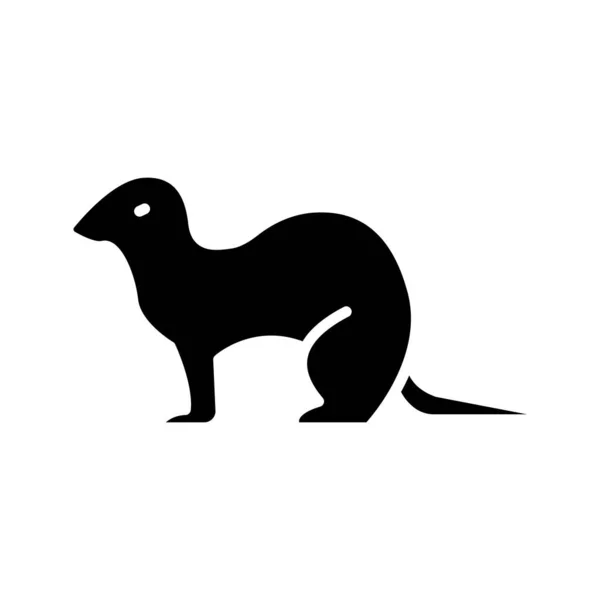 Ferret Glyph Icono Animal Vector — Vector de stock