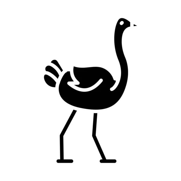 Ostrich Glyph Icon Animal Vector — Stock Vector