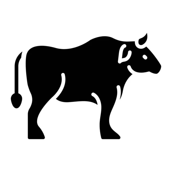 Ox Glyph Icon Animal Vector — Stockvektor