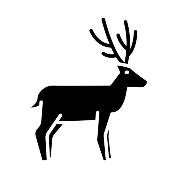 Deer Glyph Icon Animal Vector — 스톡 벡터