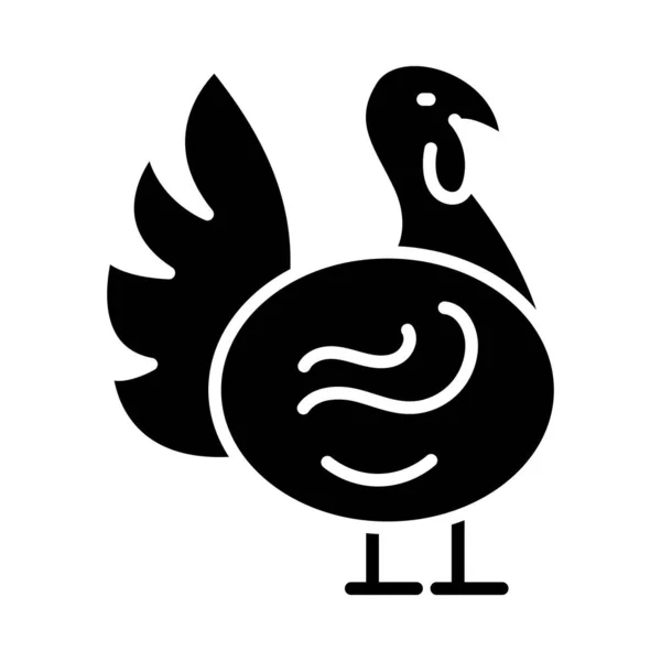 Icona del glifo di tacchino Vettore animale — Vettoriale Stock