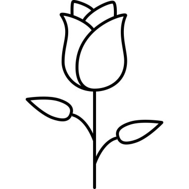 Gül Çiçeği Dış Hattı Simge Vektörü