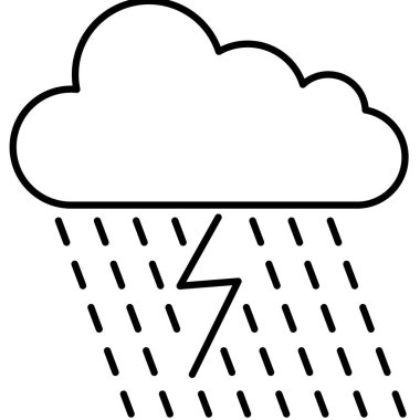 Yağmurlu ve Gök Gürültülü Bulut Simge Vektörü