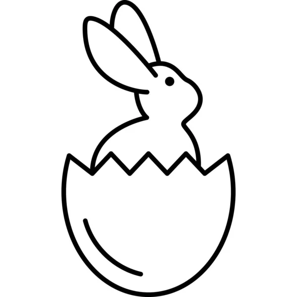 Lapin dans l'oeuf de Pâques contour Icône vecteur — Image vectorielle