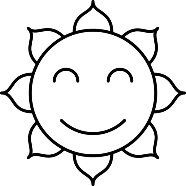 Sol sorridente Esboço Ícone Vector —  Vetores de Stock
