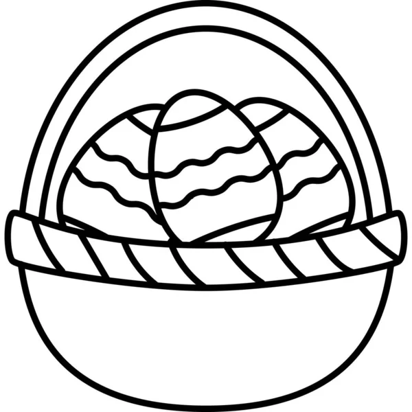 Basket With Egg Outline Icon Vector — Stock Vector