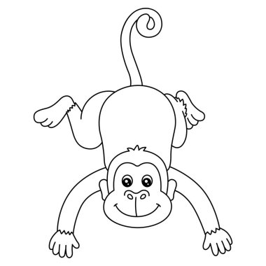 Çocuklar için Maymun Boyama Sayfası İzole Edildi